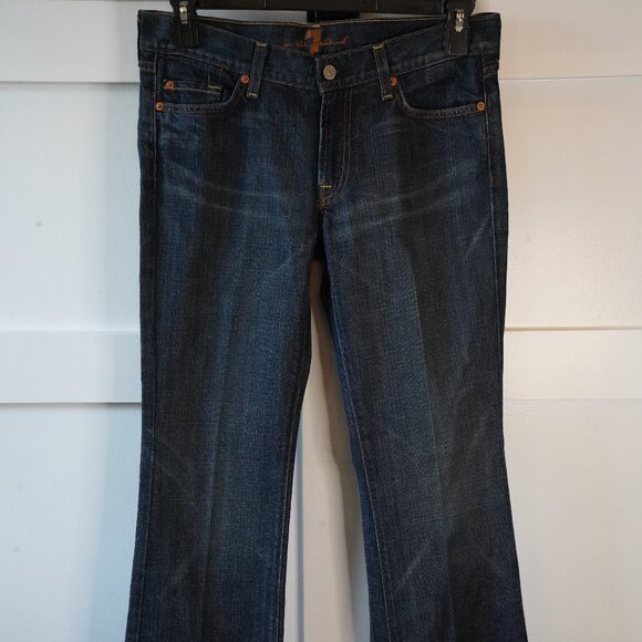 7FAM, 7 For All Mankind, Bootcut Mid-rise Jeans, Blue, Dark Wash - Picture 3 of 7